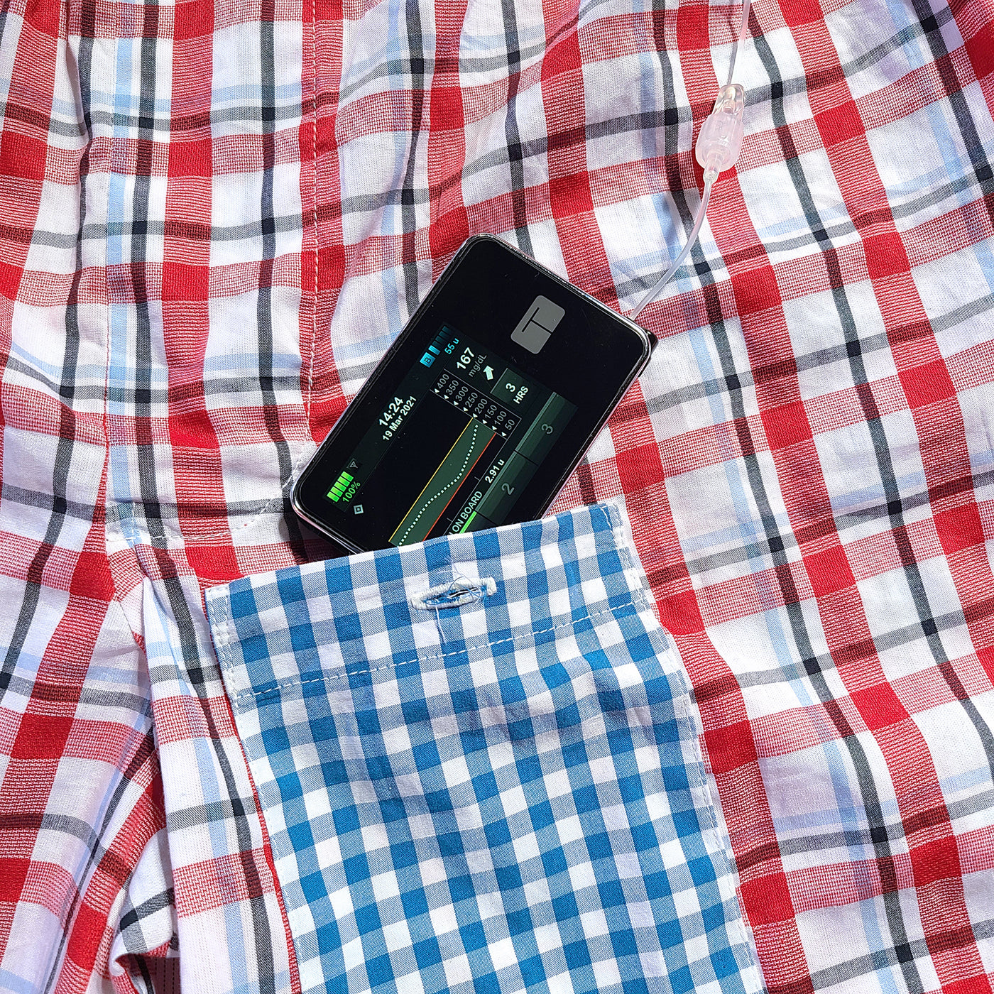 Men's diabetes sleep short with insulin pump holder. Pocket fits both Tandem and Medtronic insulin pumps.